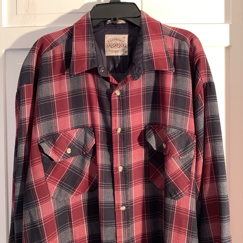 Dry Goods XL Red, Black & Gray Plaid Flannel Shirt